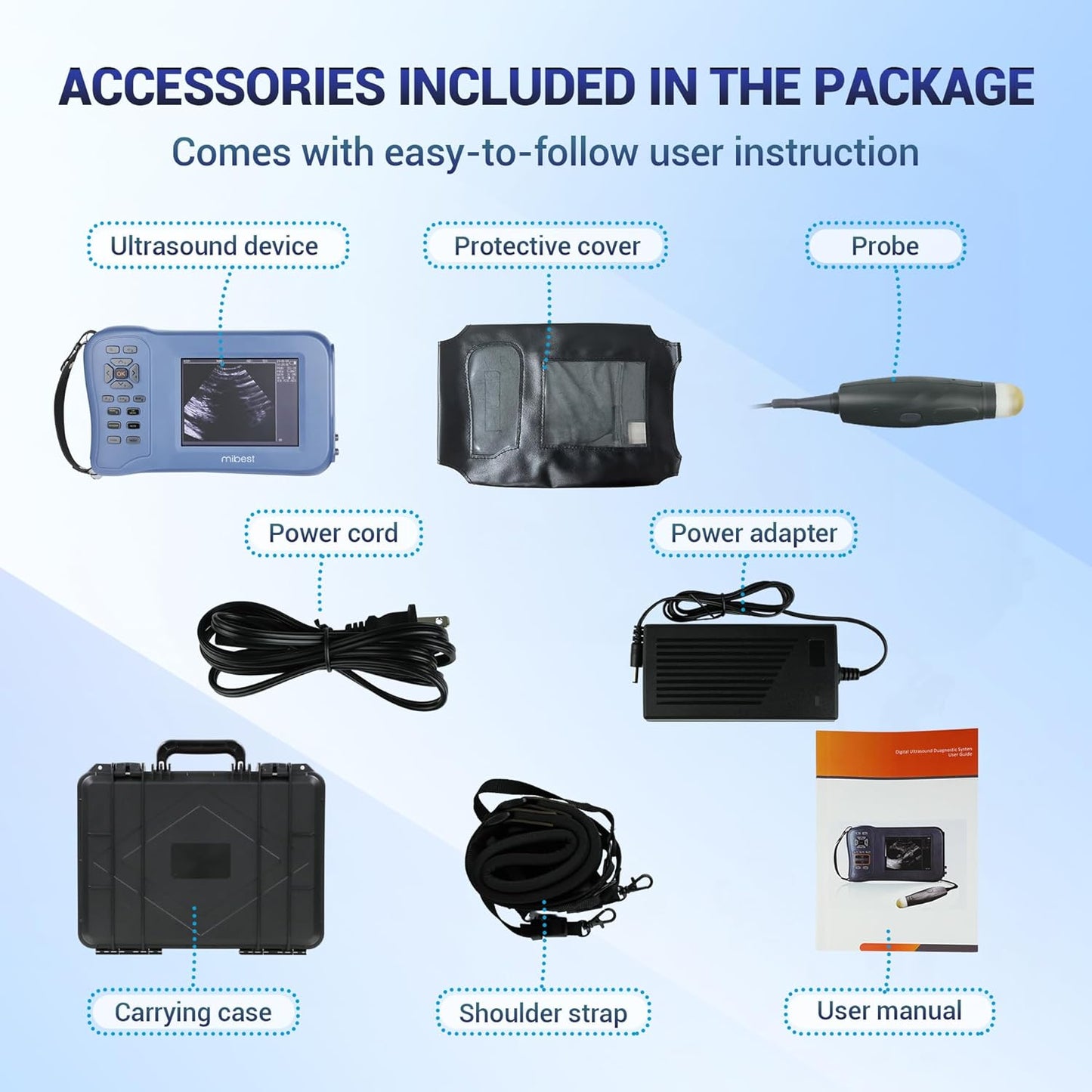 Mibest Portable Veterinary Ultrasound Scanner for Pregnancy Check 5.8 Inch LCD Screen - Handheld Veterinary Ultrasound System with 3.5 MHz Convex Probe - Durable for Farm and Small Animal Use