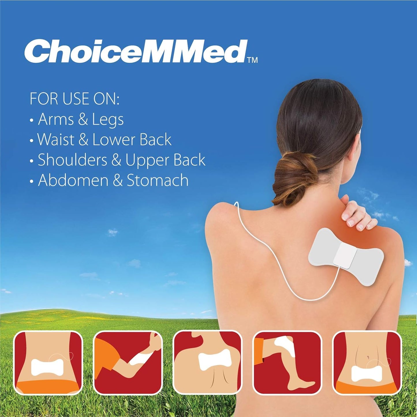 2 Pack Universal Therma Heated TENS Unit Pads - Muscle Stimulator E-stim Electrodes - Universal Replacement Massage Pads for Electronic Pulse Stimulators - Reusable Pad for Electrotherapy
