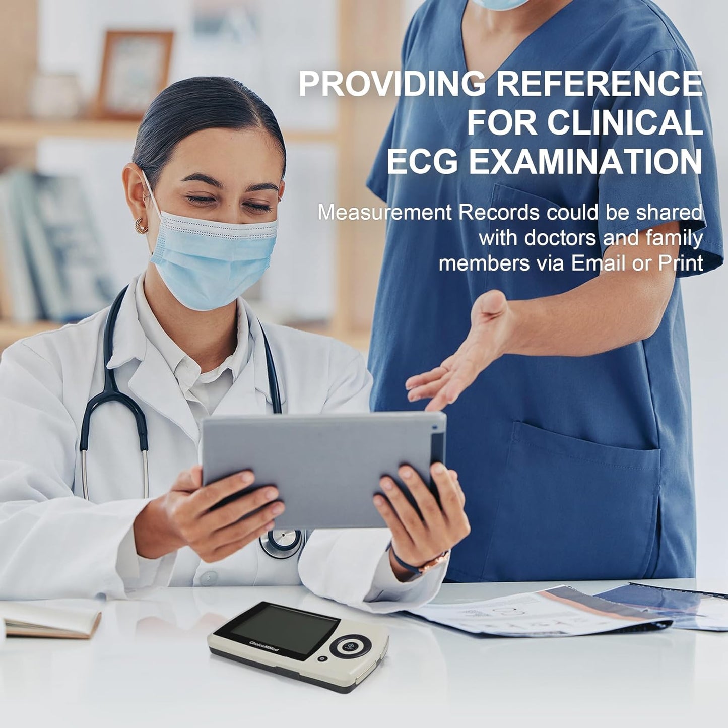 CHOICEMMED Portable ECG Monitor - Record ECG and Heart Rate On-The-Go - Support Storing Up to 200 Records - No Subscription Required