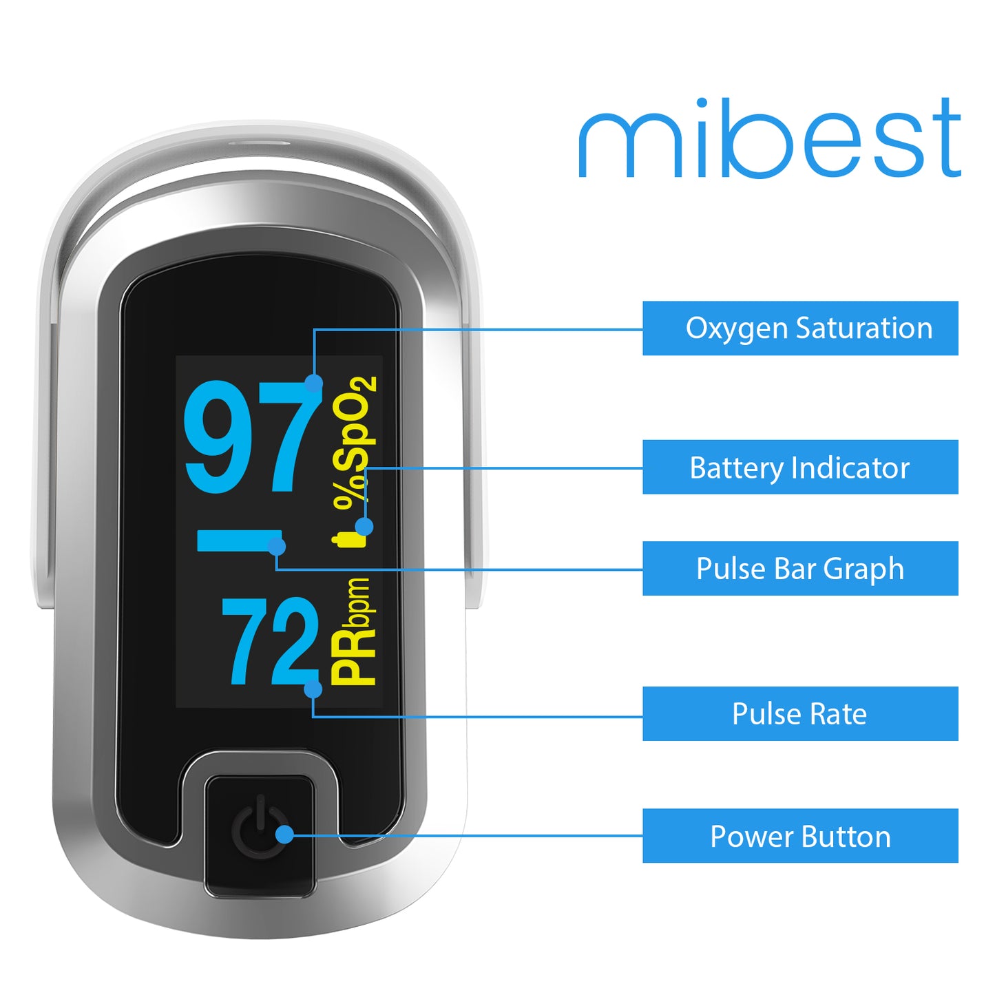 Pulse Pro CN340™ OLED Fingertip Pulse Oximeter, Silver