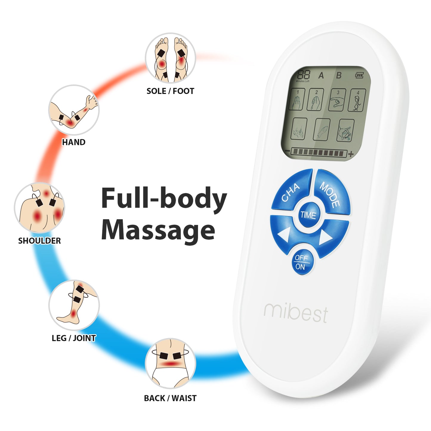 MIBEST Portable TENS Unit - Electronic Pulse Massager - Muscle Stimulator Machine for Women and Men - EMS Electrotherapy Muscle Stimulator - Electronic Pulse Stimulator