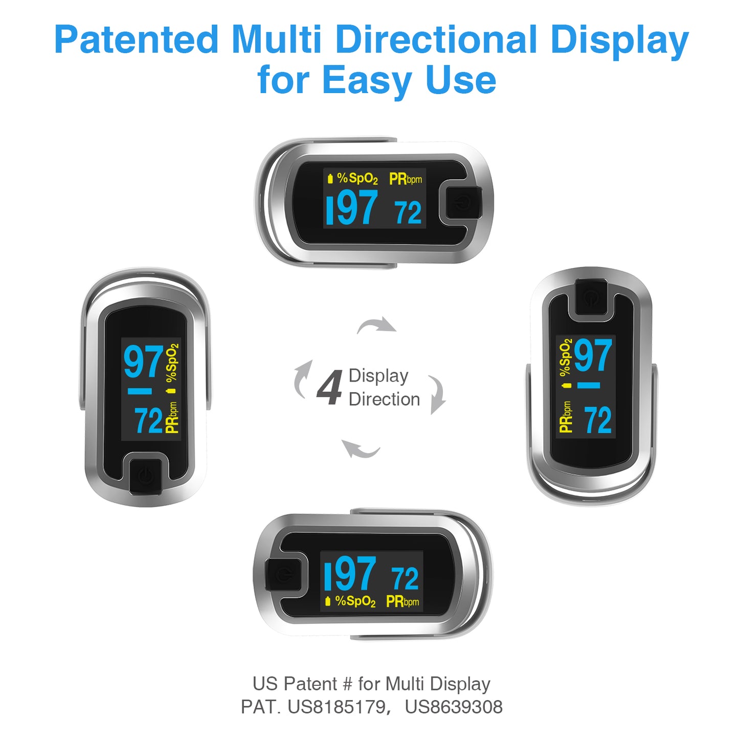 Pulse Pro CN340™ OLED Fingertip Pulse Oximeter, Silver
