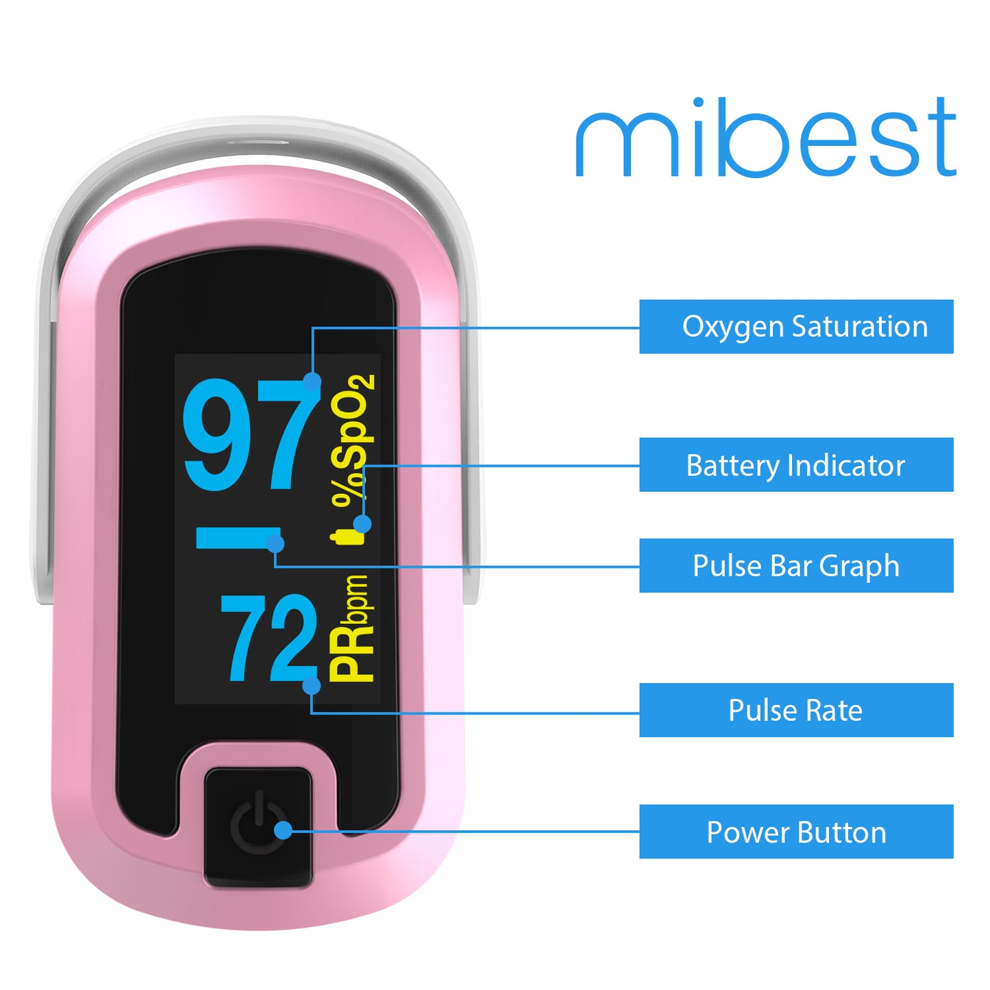 Pulse Pro CN340™ OLED Fingertip Pulse Oximeter, Pink
