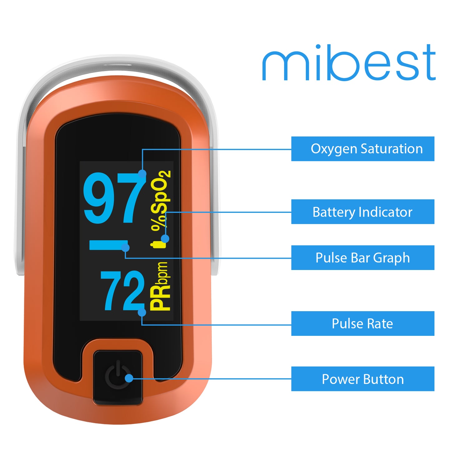 Pulse Pro CN340™ OLED Fingertip Pulse Oximeter, Orange