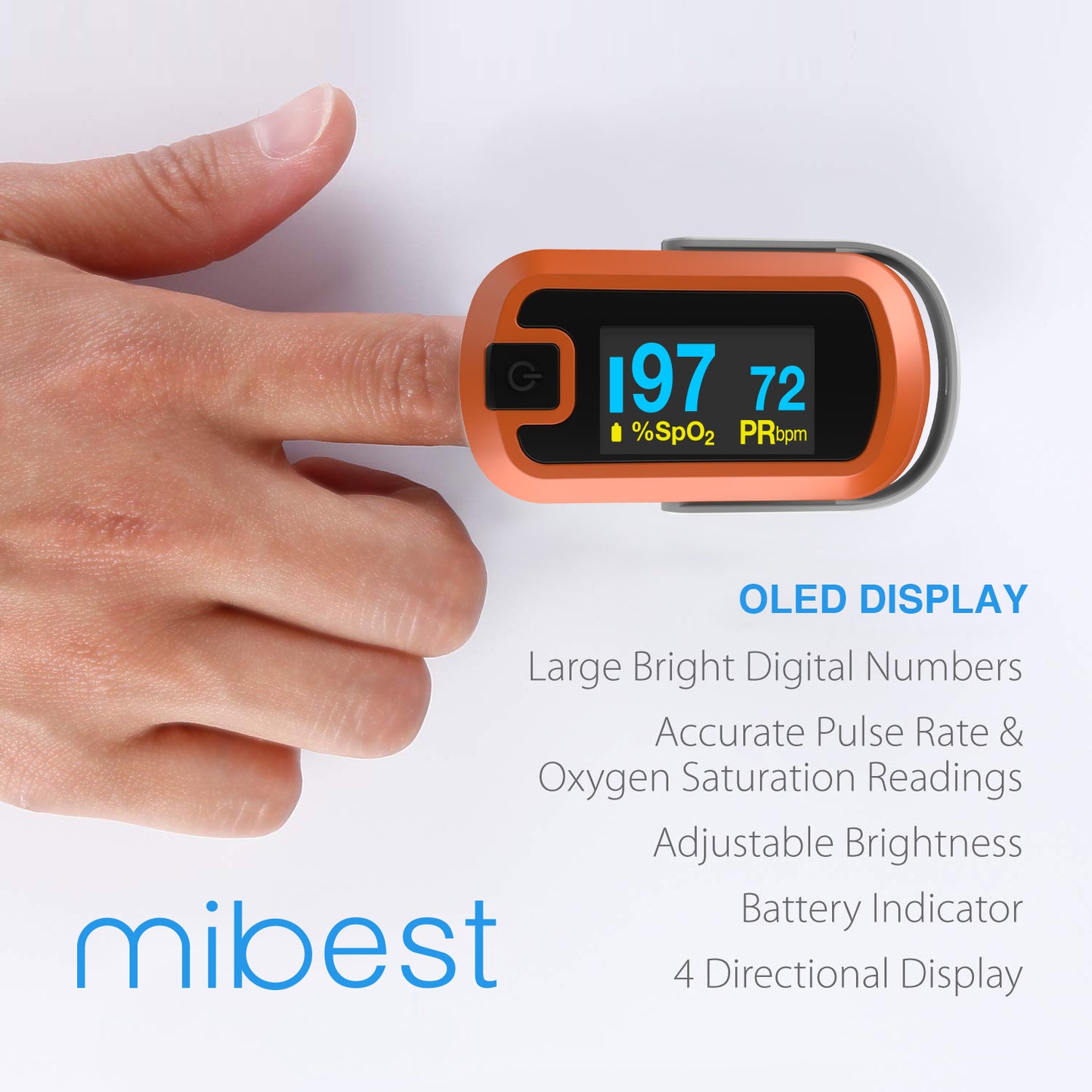 Pulse Pro CN340™ OLED Fingertip Pulse Oximeter, Orange