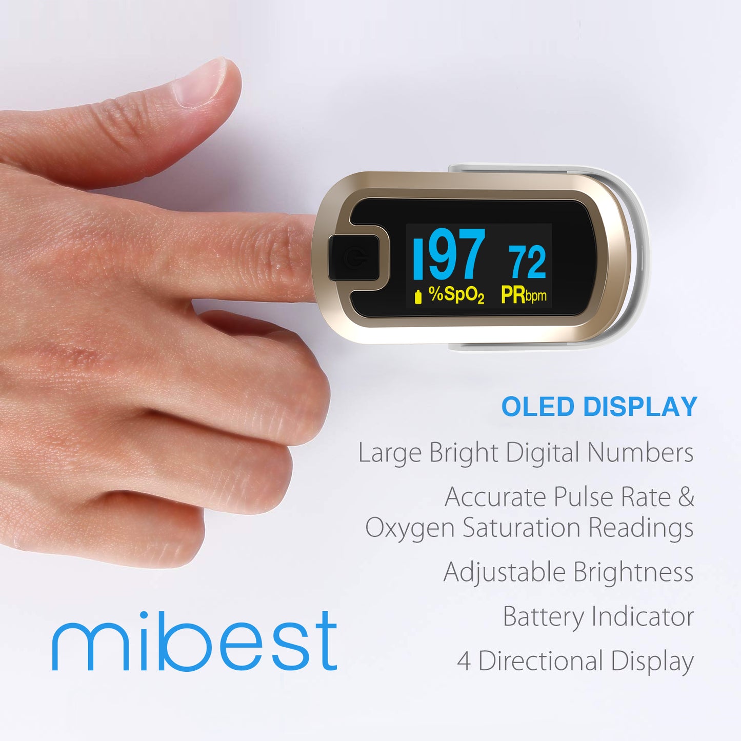 Pulse Pro CN340™ OLED Fingertip Pulse Oximeter, Luxury Gold