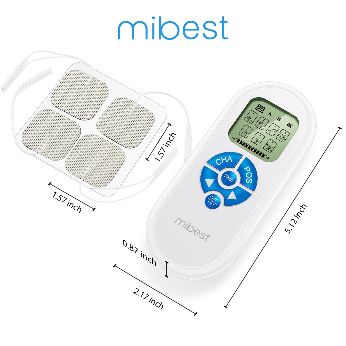 MIBEST Portable TENS Unit - Electronic Pulse Massager - Muscle Stimulator Machine for Women and Men - EMS Electrotherapy Muscle Stimulator - Electronic Pulse Stimulator