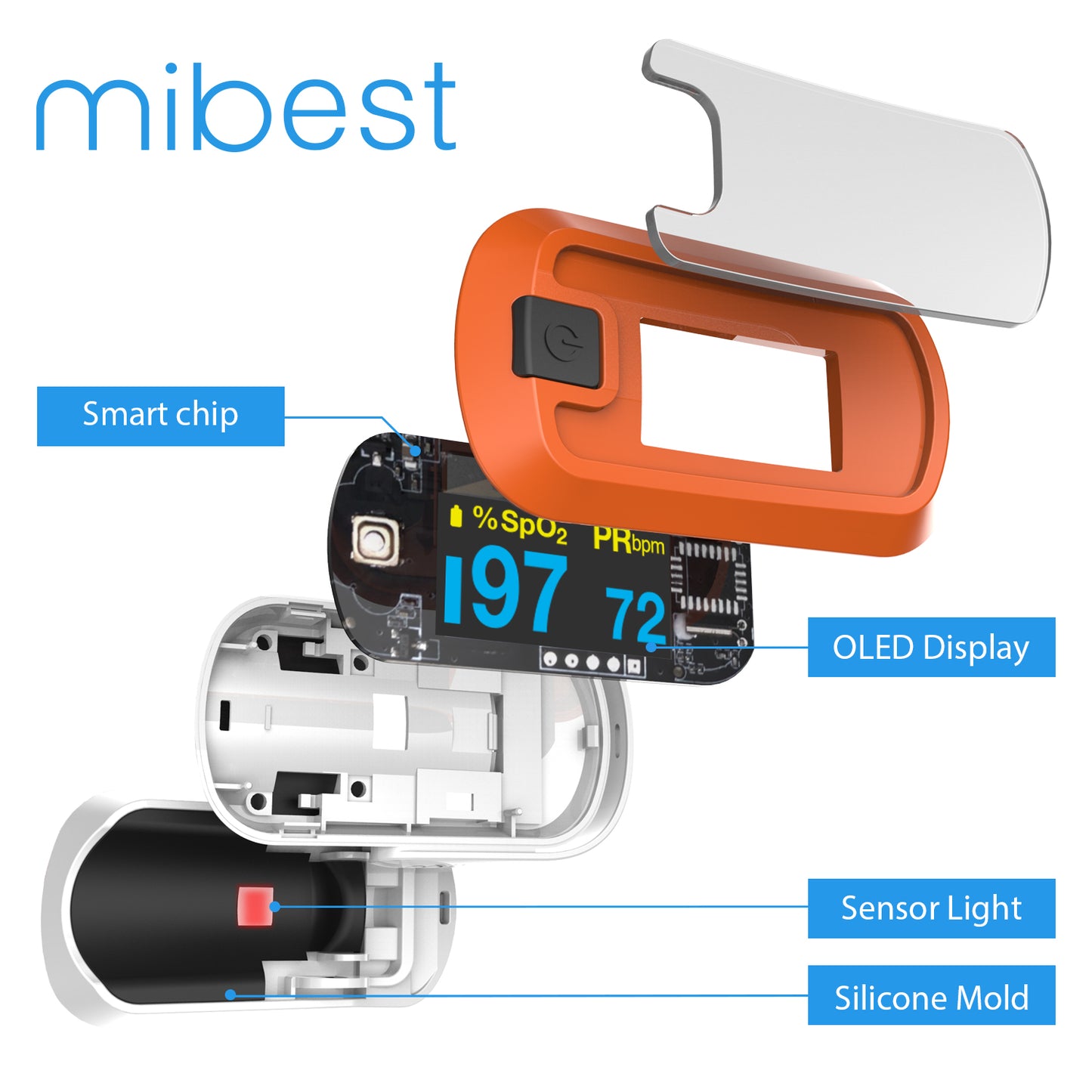 Pulse Pro CN340™ OLED Fingertip Pulse Oximeter, Orange