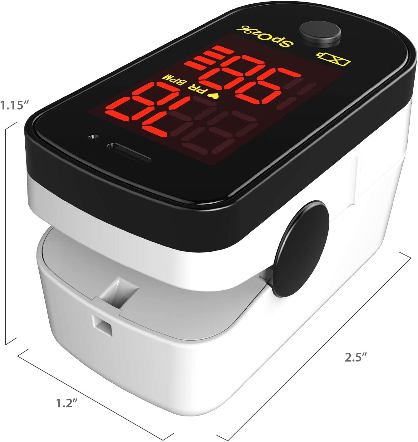 ChoiceMMed Black Finger Pulse Oximeter - Blood Oxygen Saturation Monitor Great as SPO2 Pulse Oximeter - Portable Oxygen Sensor with Included Batteries - O2 Saturation Monitor with Carry Pouch