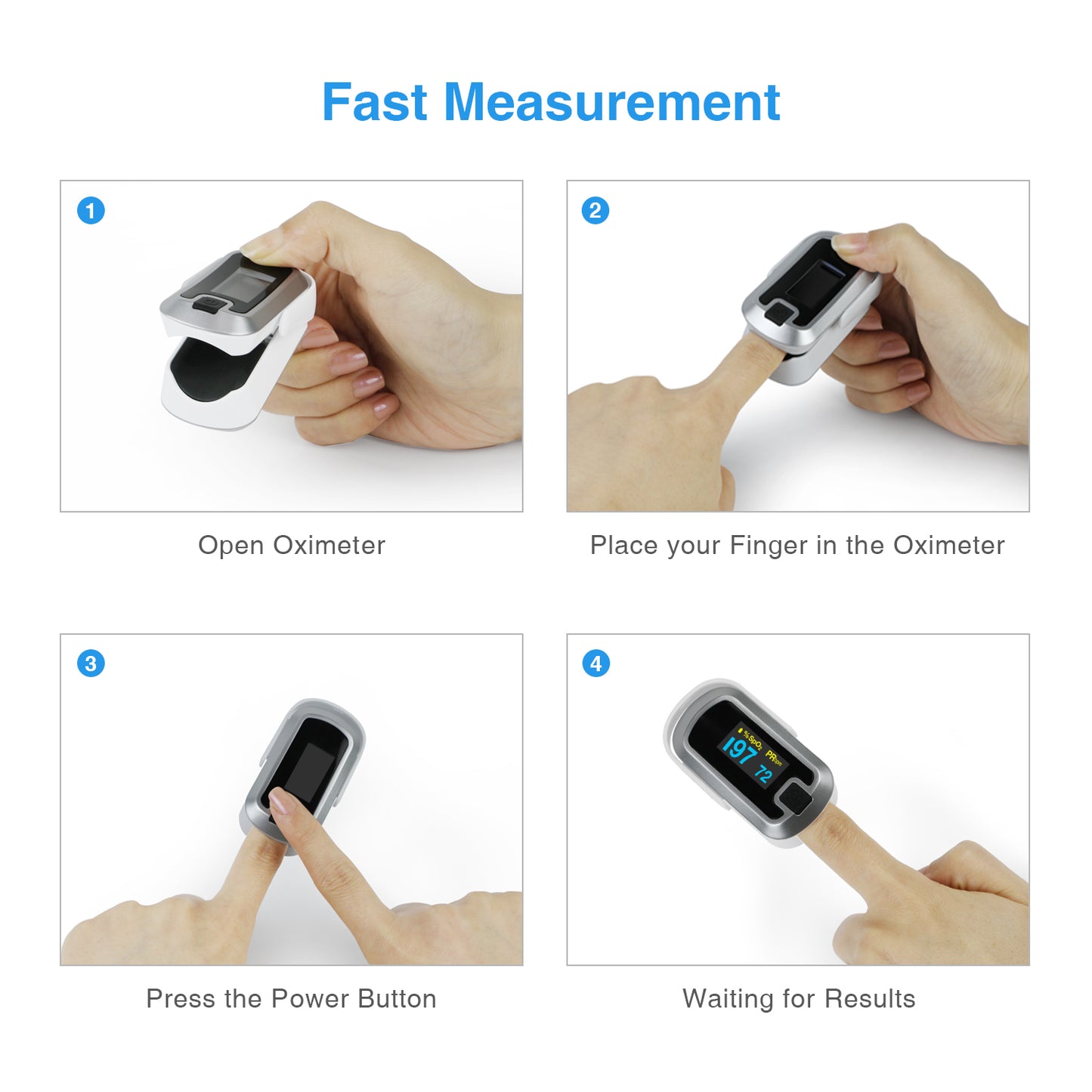 Pulse Pro CN340™ OLED Fingertip Pulse Oximeter, Silver