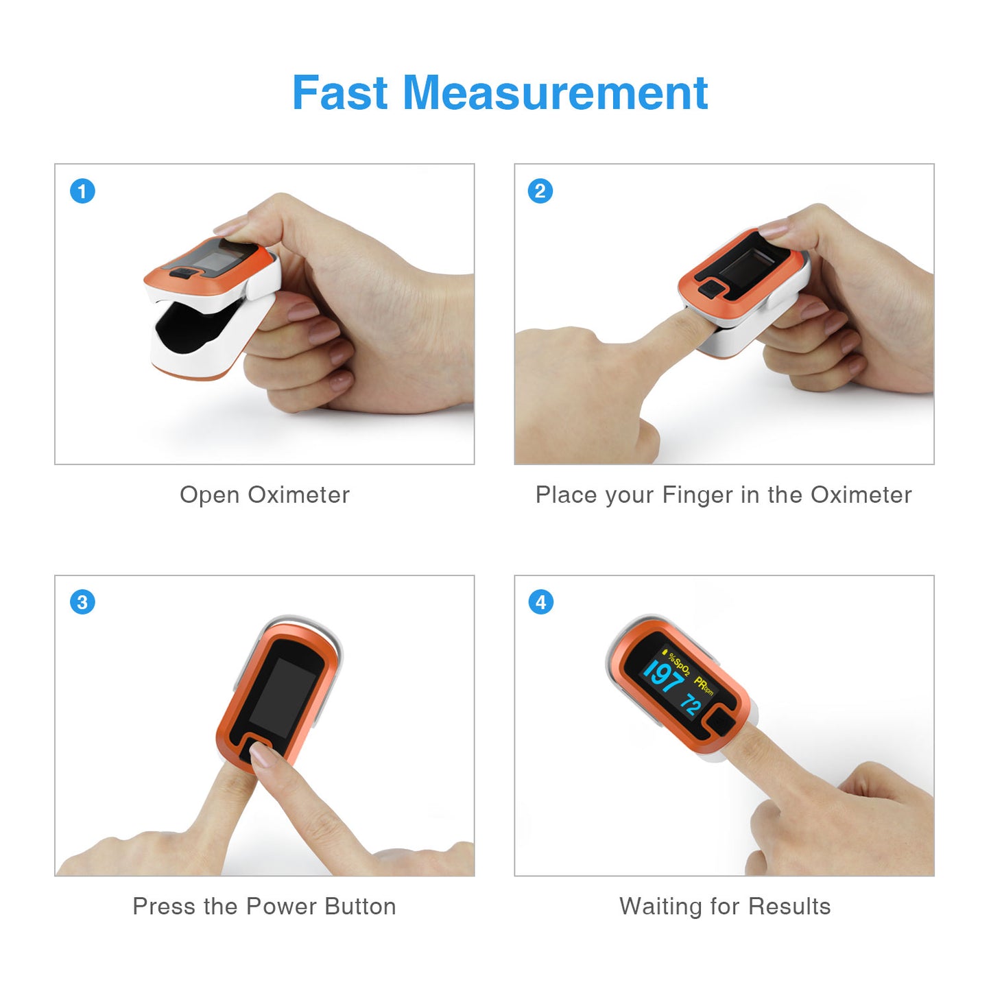 Pulse Pro CN340™ OLED Fingertip Pulse Oximeter, Orange