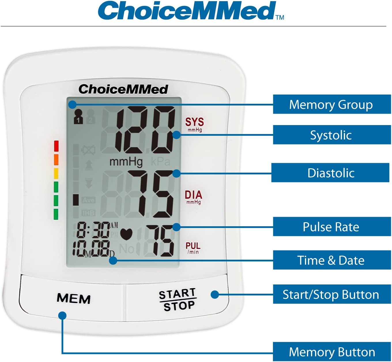 CHOICEMMED Wrist Blood Pressure Monitor - BP Cuff Meter with Display - Blood Pressure Machine up 5.3"-8.5" Wrists - Blood Pressure Tester Kit with Case - Blood Pressure Gauge with Memory