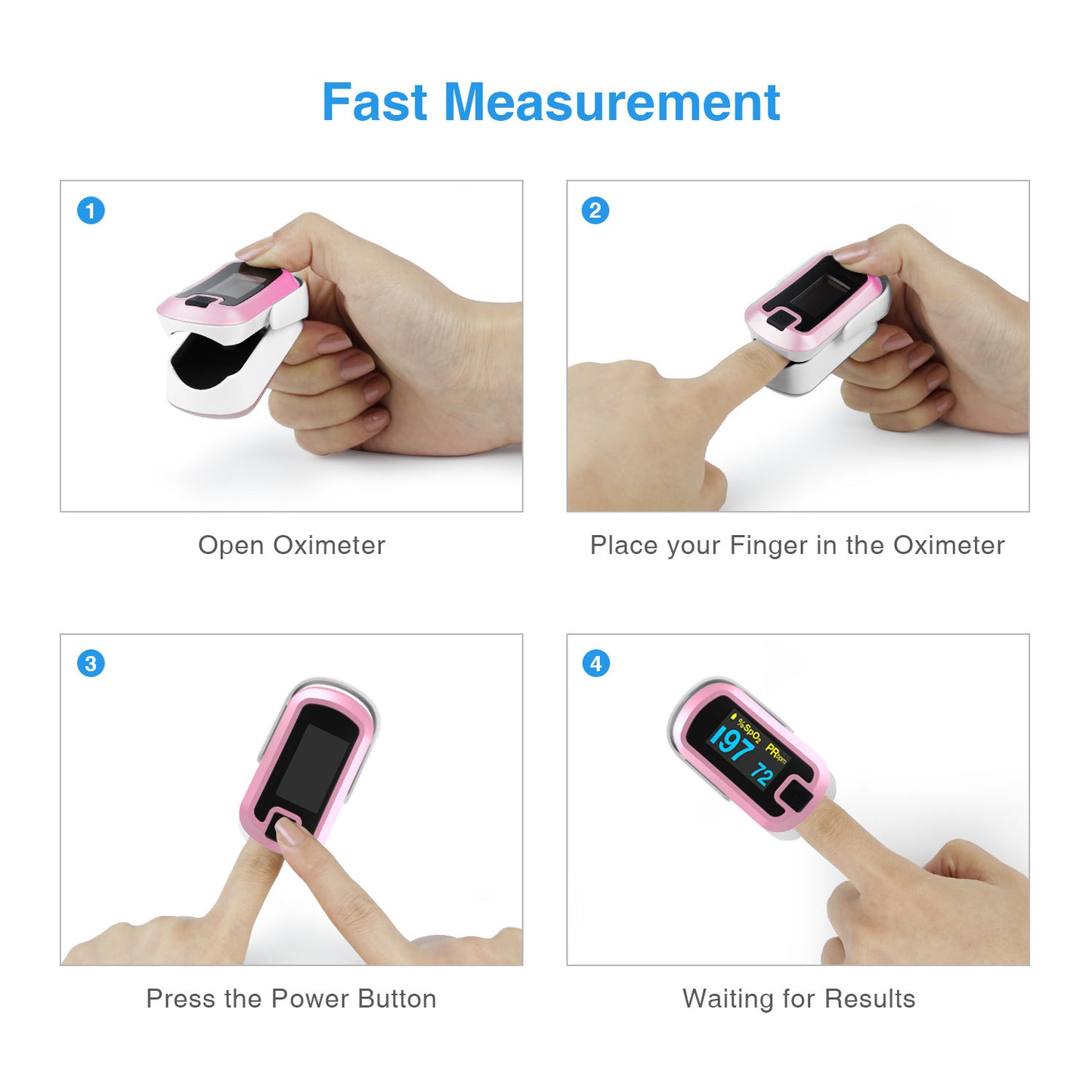 Pulse Pro CN340™ OLED Fingertip Pulse Oximeter, Pink