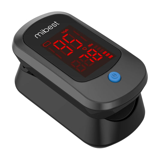 Mibest CN160 Fingertip Pulse Oximeter Blood Oxygen Saturation Monitor with Batteries Included (Black)
