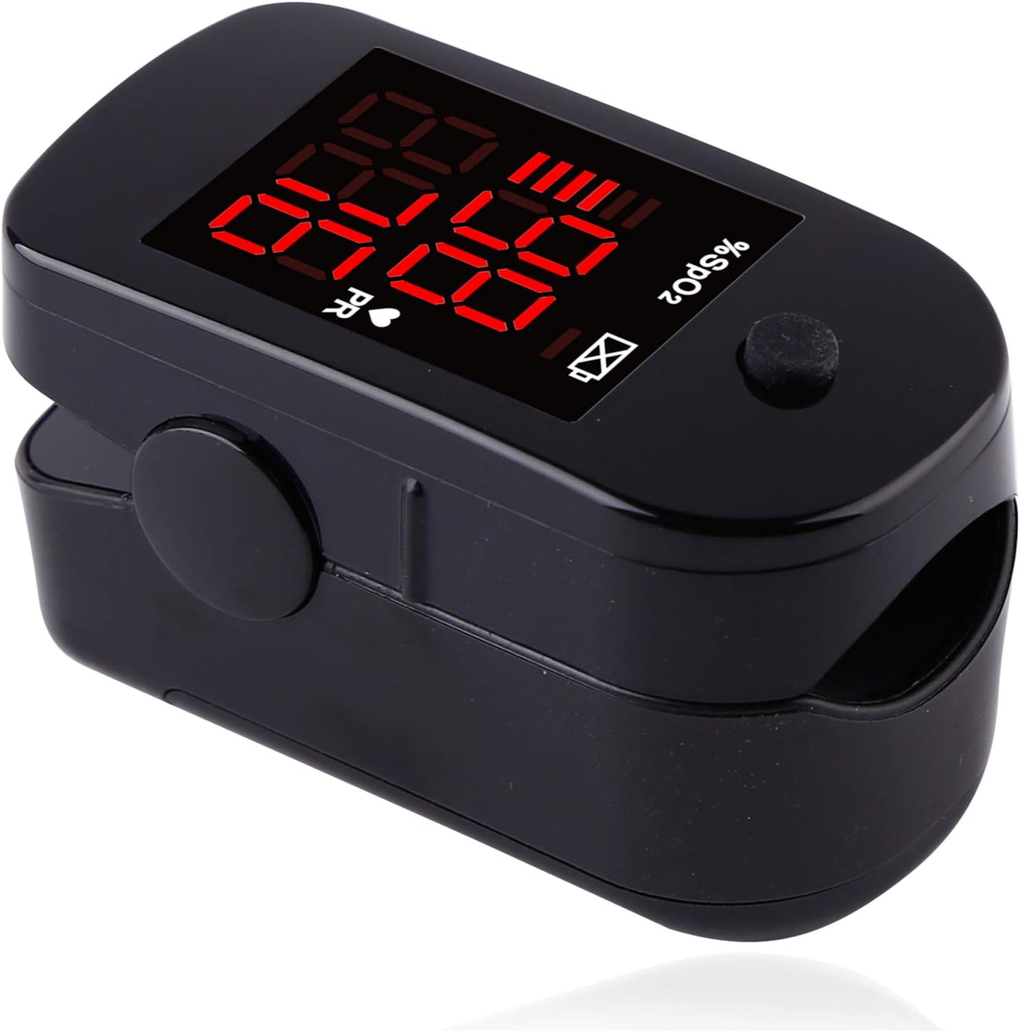 Black Finger Pulse Oximeter - Blood Oxygen Saturation Monitor Great as SPO2 Pulse Oximeter - Portable Oxygen Sensor with Included Batteries - O2 Saturation Monitor