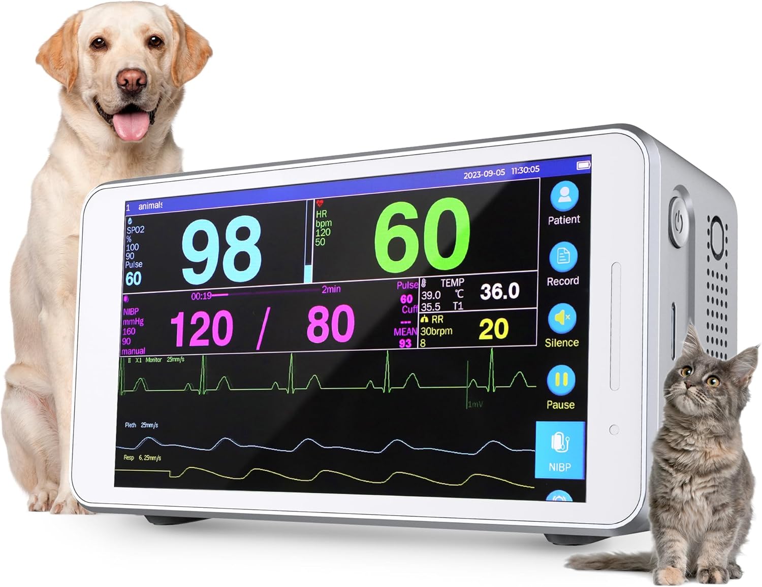Pet Computer Monitor Mibest Portable Veterinary Monitor with HD LCD Touch Screen - Multi 6 ...