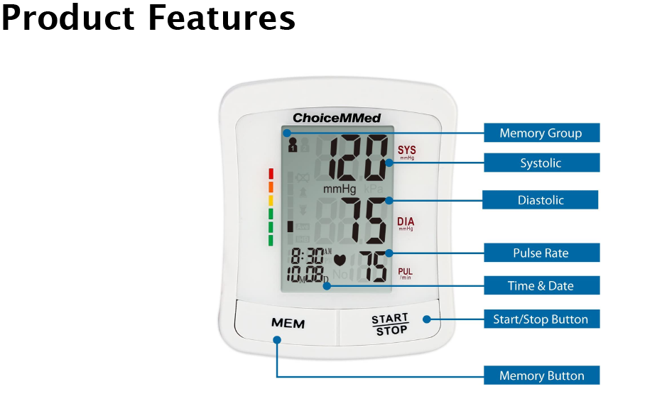 CHOICEMMED Wrist Blood Pressure Monitor - BP Cuff Meter with Display - -  Mibest Store