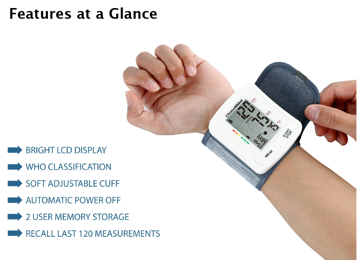 Heart Rate Digital LCD Blood Pressure Monitor Home BP Wrist Gauge