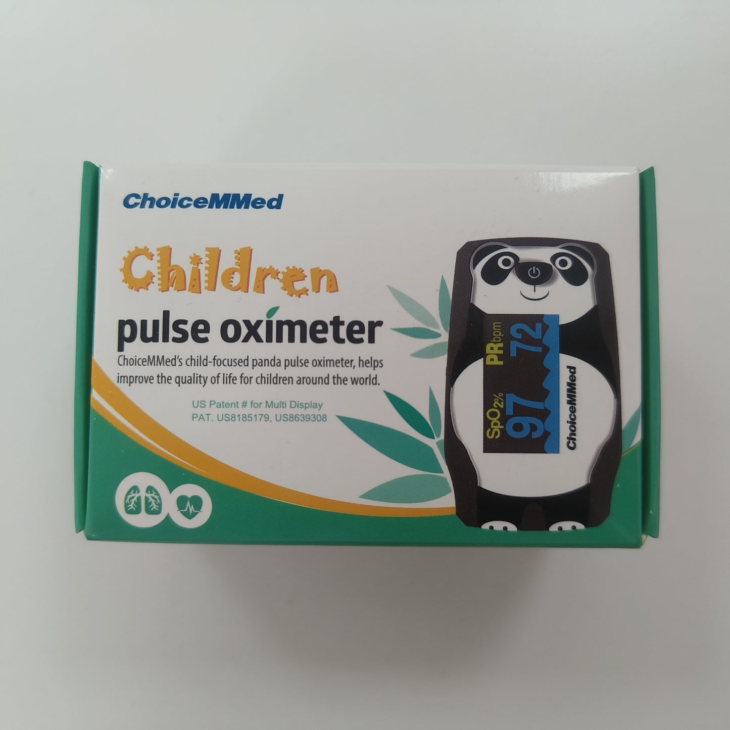 CHOICEMMED OLED Panda Pediatric Pulse Oximeter Fingertip – SP02 Pulse Oximeter for Kids – Children Blood Oxygen Saturation Monitor with Color OLED Screen - Child O2 Saturation Monitor with Batteries (Not for Infant or Newborn)