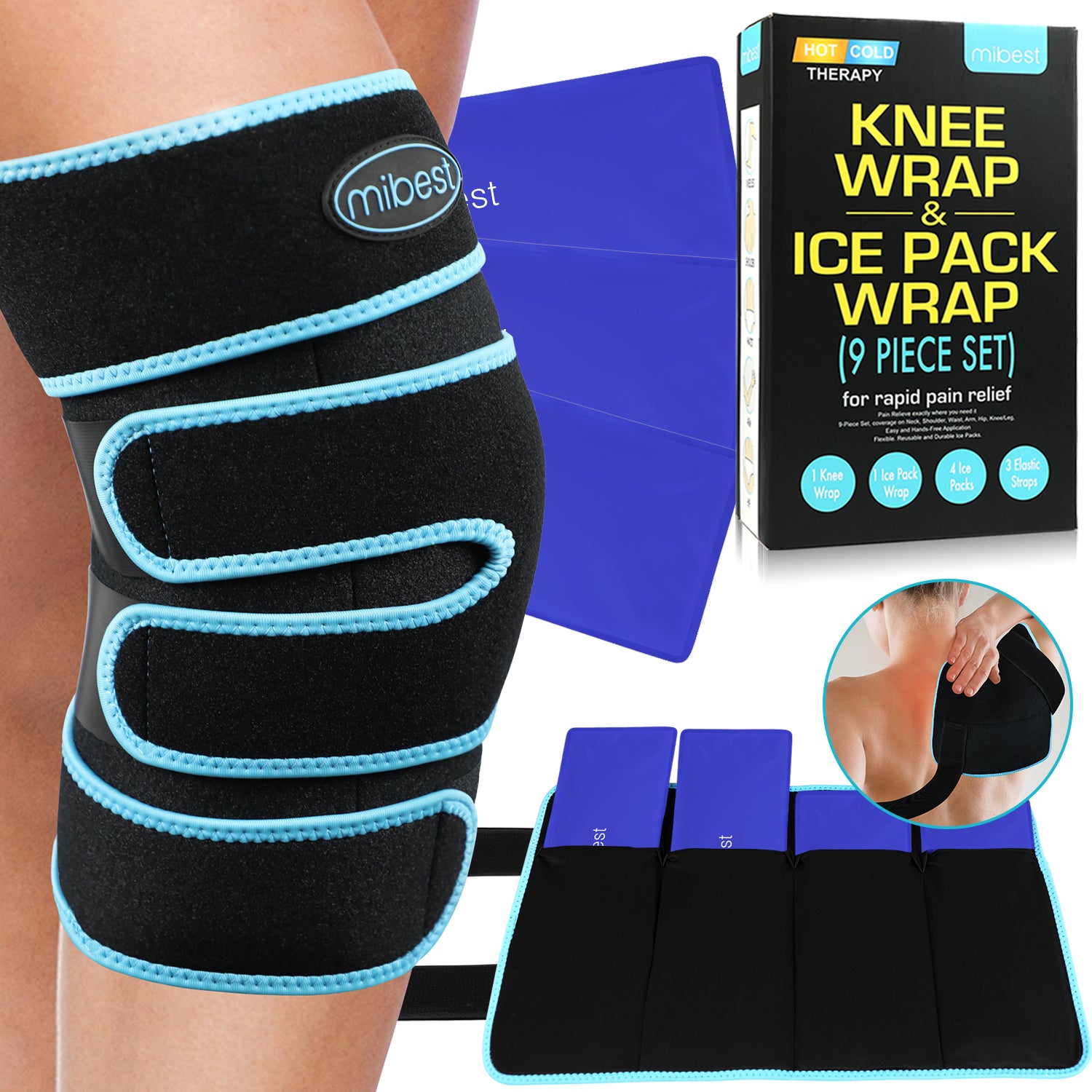 Knee Wrap & Ice Pack Wrap Kit (9 Piece Set)