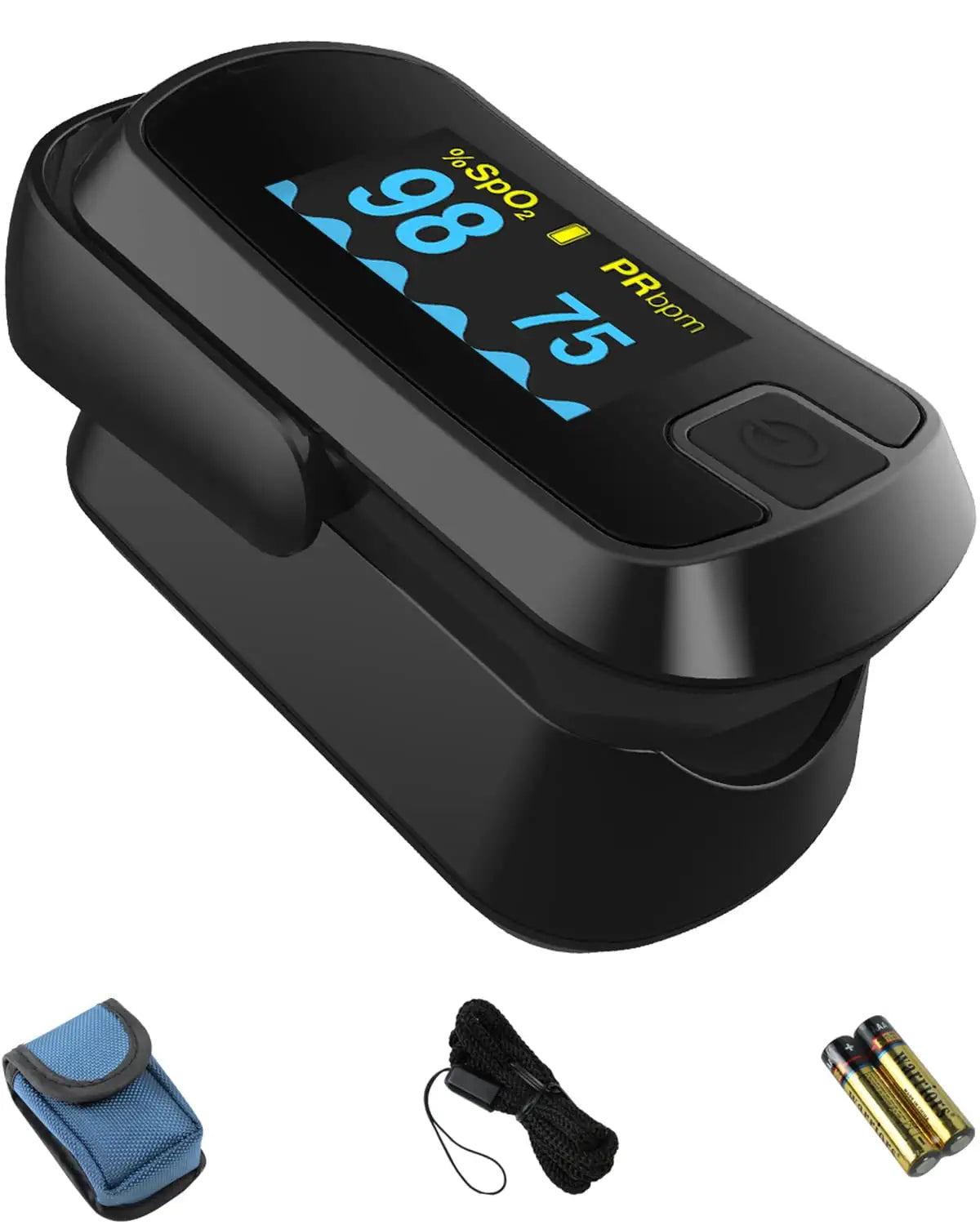 MIBEST OLED Finger Pulse Oximeter with Respiration Count - Oxygen Meter Finger Pulse Oximeter with Respiration Reading - Blood Oxygen Saturation Monitor, Fast Pulse Rate Reading with Perfusion Index