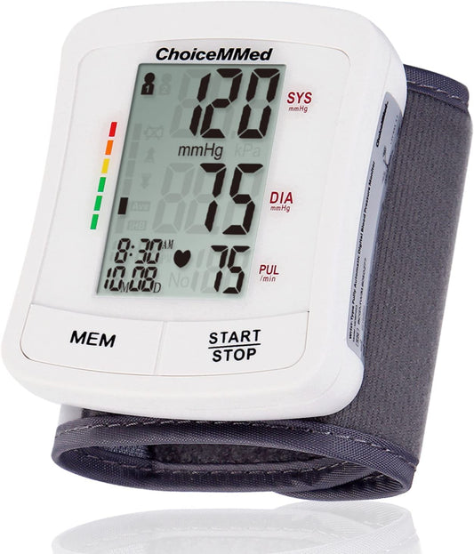 CHOICEMMED Wrist Blood Pressure Monitor - BP Cuff Meter with Display - Blood Pressure Machine up 5.3"-8.5" Wrists - Blood Pressure Tester Kit with Case - Blood Pressure Gauge with Memory
