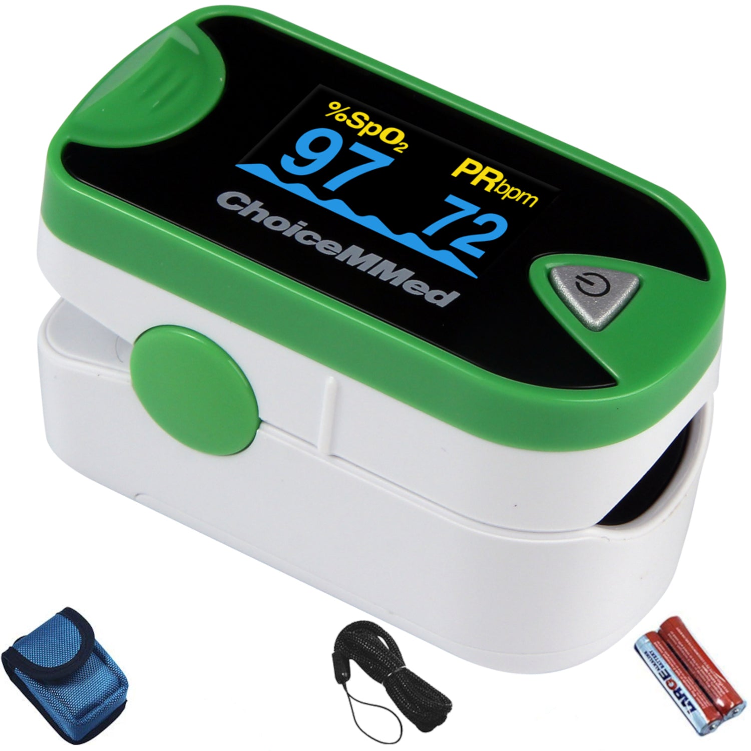 ChoiceMMed Dual Color OLED Finger Pulse Oximeter - Green